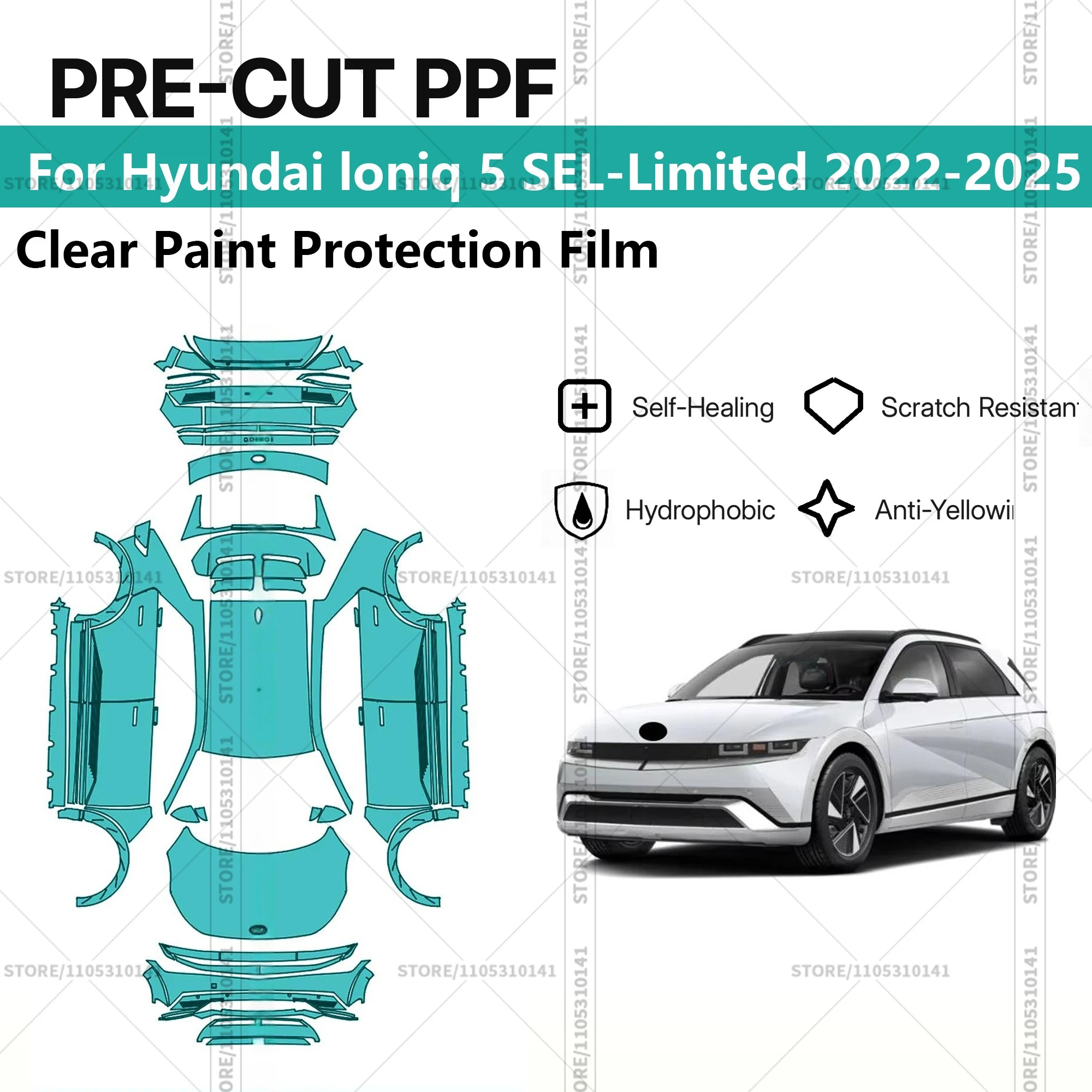 Pre-Cut Paint Protection Film PPF Transparent Car Film Professional Automotive PPF For Hyundai loniq 5 SEL-Limited 2022-2025