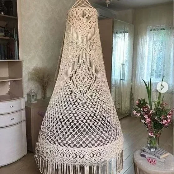 منسوج يدويًا، كرسي معلق كبير، شرفة، أرجوحة، للأطفال والكبار