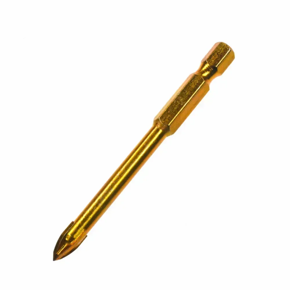 Set di punte da trapano per piastrelle esagonali a croce da 5 pezzi 6mm titanio marmo vetro mattone calcestruzzo punta elicoidale punta da trapano in legno metallo plastica