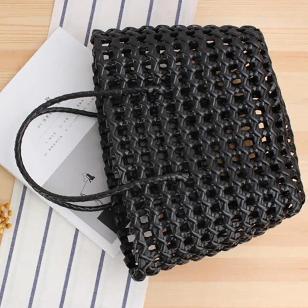 Convenient Women Handbag with Holes Breathable Food Basket Portable Handmade Tote Bag