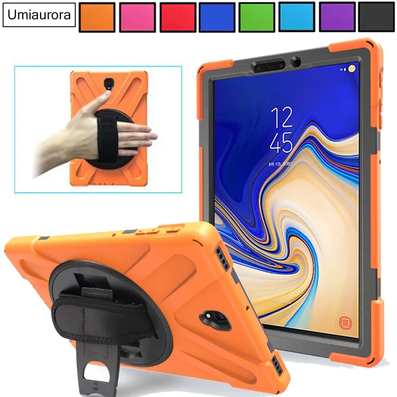 

For Samsung Galaxy Tab S3 9.7 SM-T820 T825 S4 10.5 inch SM-T830 SM-T835 360 Rotation Hand Strap Kickstand Case Shockproof Cover