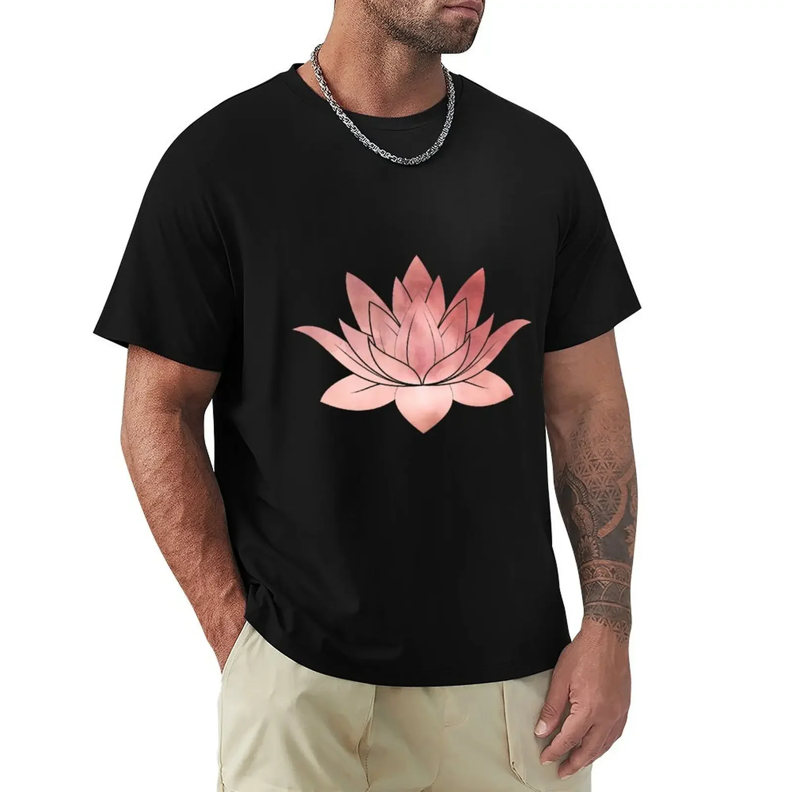 Lotus Flower | Pink | Watercolor Texture T-Shirt aesthetic clothes new edition anime t shirts plain white t shirts men