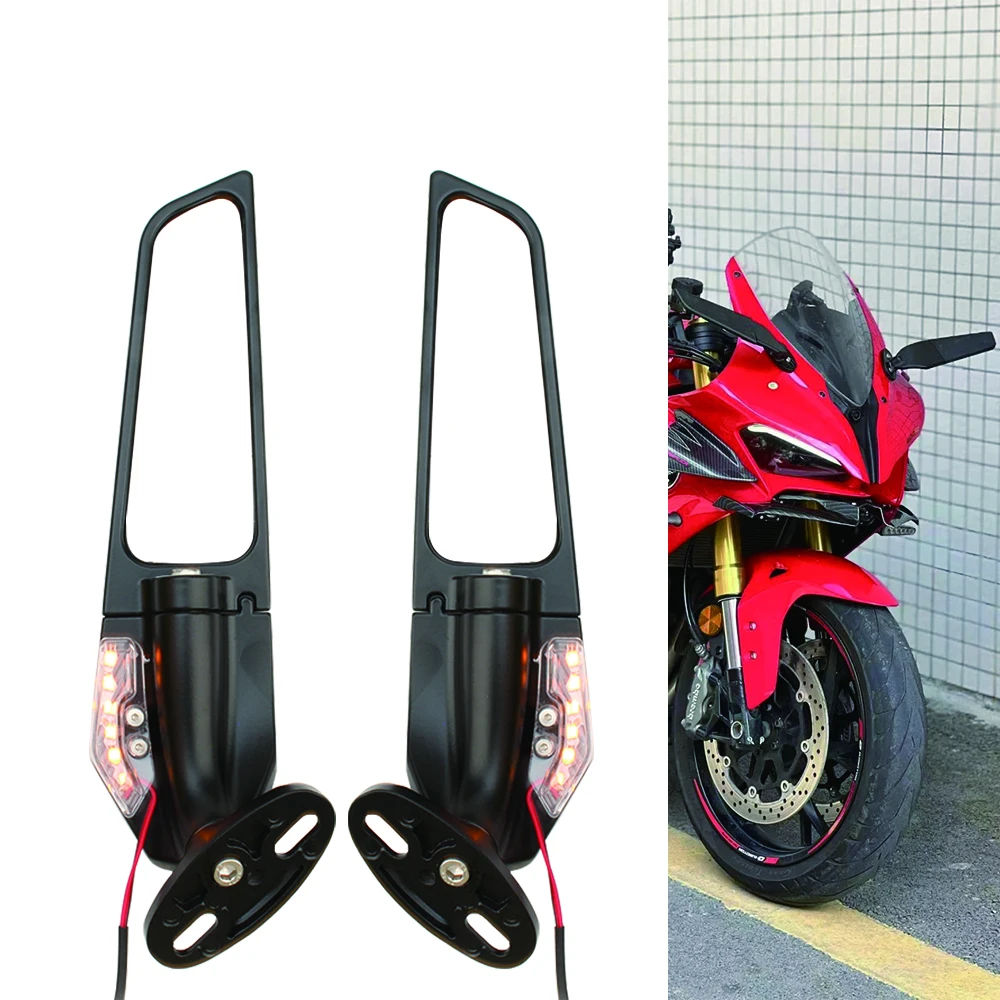 Motorcycle Mirror Modified Wind Adjustable Rotating Rearview With Turn Signal Lamp For Yamaha R1 R15 R3 R6 Honda Suzuki Kawasaki image 3