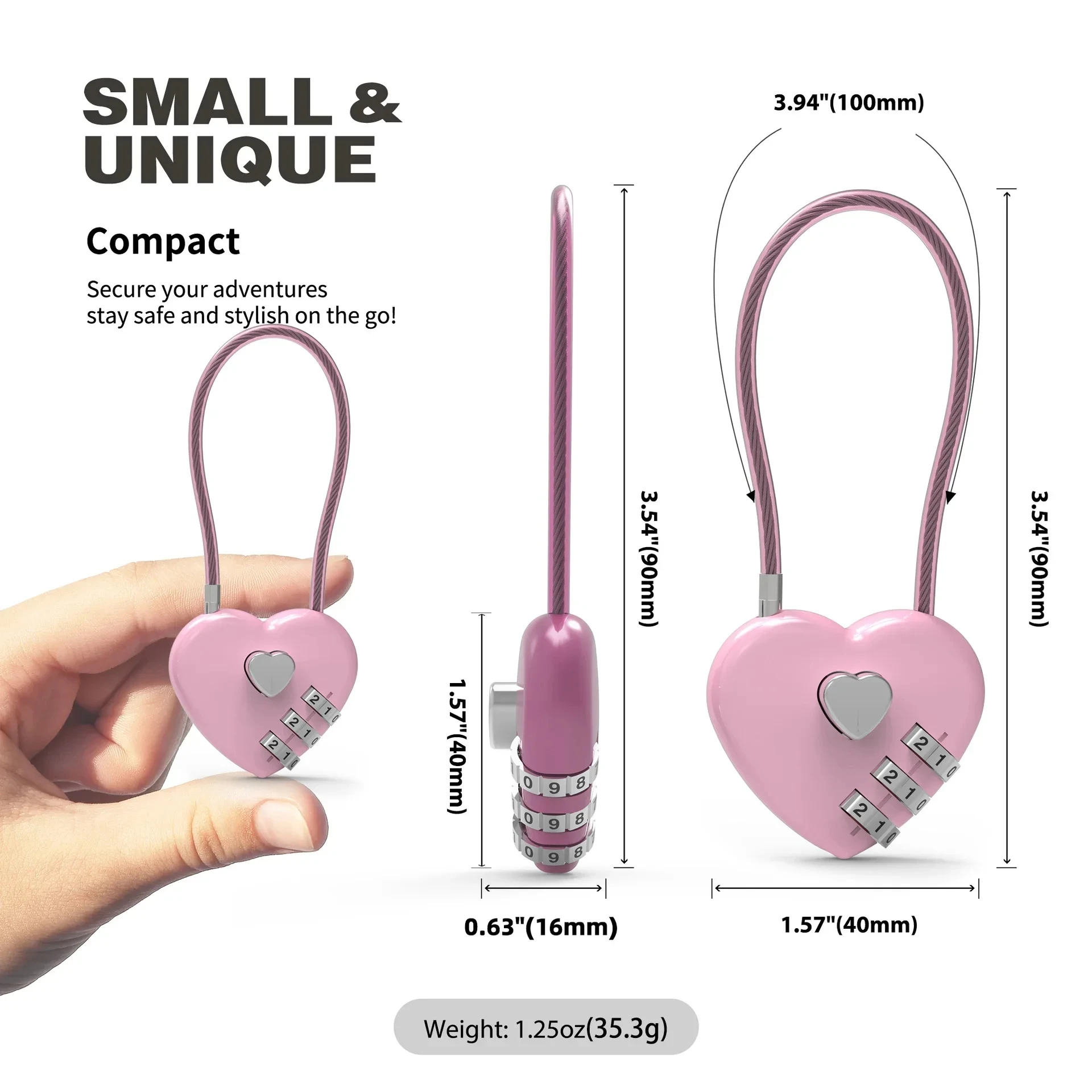 Love lock Gift Wedding Lock Heart Shaped Password Lock Schoolbag Backpack Padlock Suitcase Rope Lock Cabinet Lock