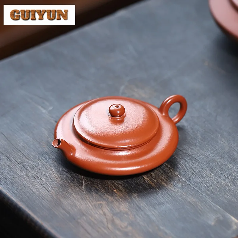 

70ml Elegant Yixing Purple Clay Teapots Handmade Flat Pot Raw Ore Zhu Mud Tea Maker Kettle With Infuser Zisha Tea Set Tableware