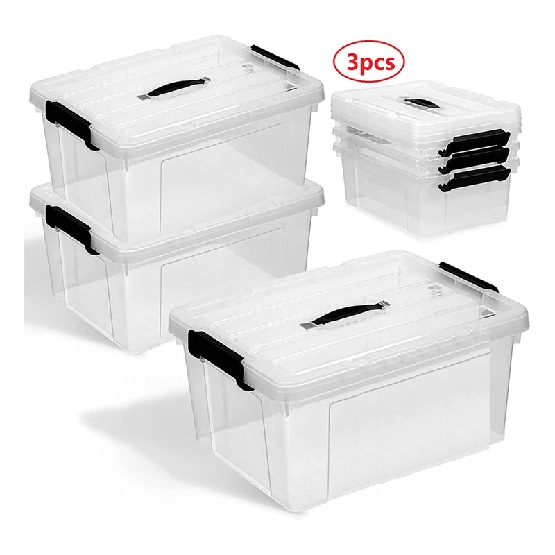 Storage Boxes With Lids, Set Of 3, Modern Stacking Boxes For Organisation And Storage, Extremely Robust