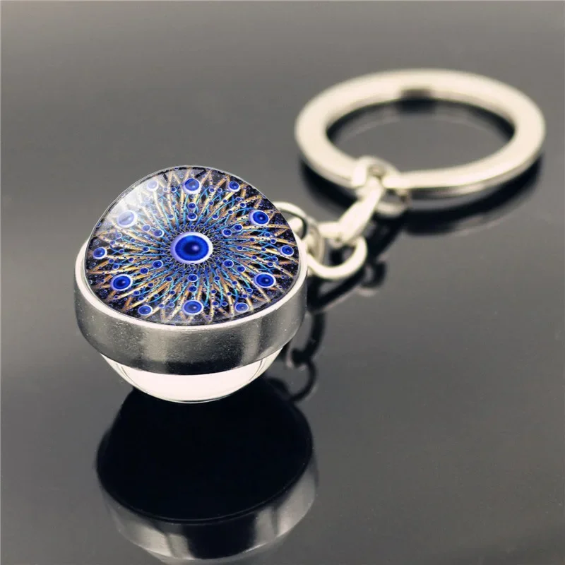 Turkish Evil Blue Eye Glass Keychain Charms Pendants Keyring Hanging Decoration Accessories Amulet Good Luck for Friend Gift