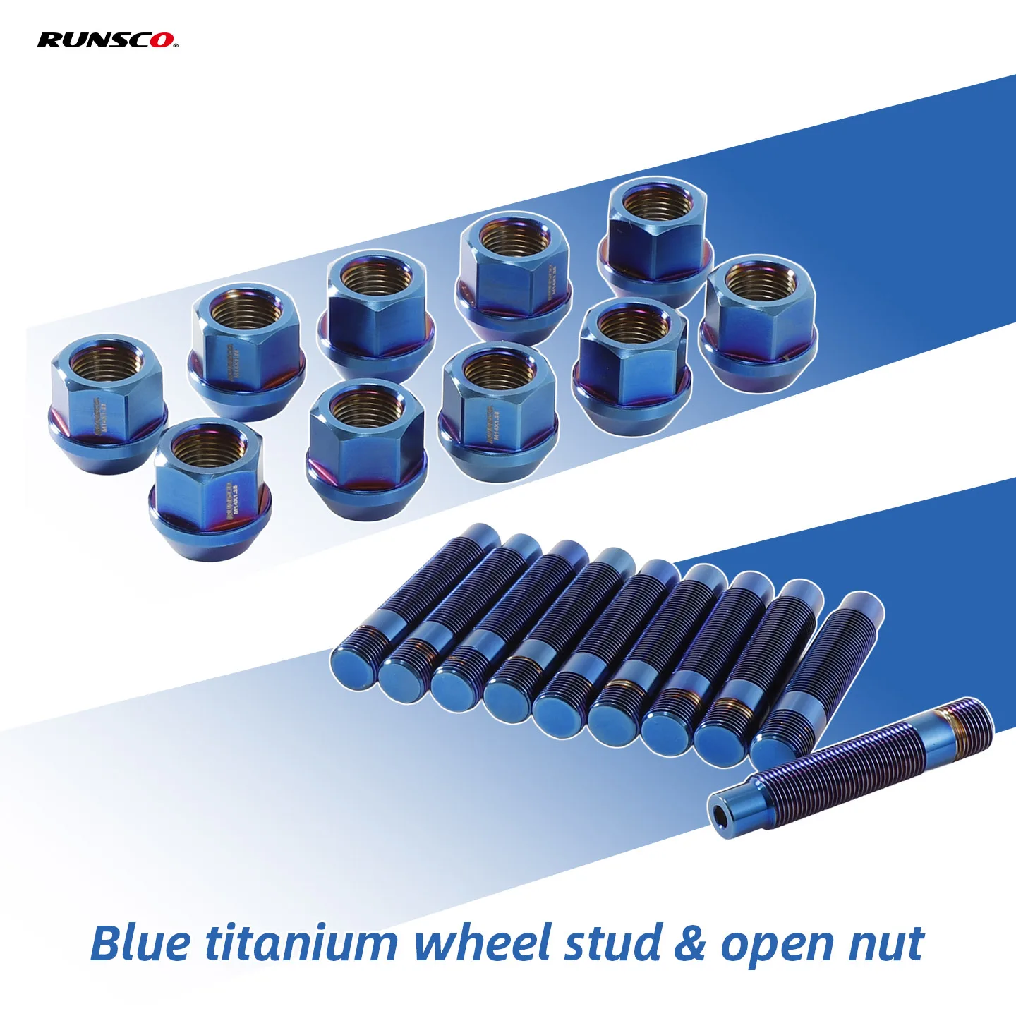 

M14x1.25/M14x1.5 Titanium Alloy 75mm Wheel Stud Conversion Kit with 19mm Open End Hex Nuts (Set of 10) For BMW