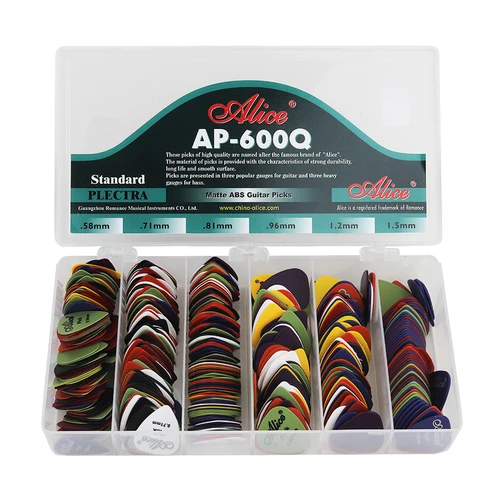 600 Uds Alice AP-600Q púas de guitarra eléctrica acústica ABS mate púas antideslizantes colores y espesor surtidos al por mayor