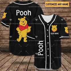 New Winnie The Pooh Baseball Jersey Men's Disney Free Custom Baseball Shirt Disney 3D T-shirt Casual Sports Baseball Uniform