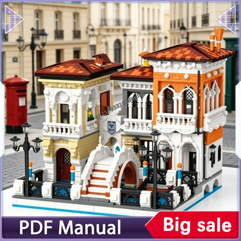 

Large Venice Street Scene Building Block Set European Style Architectural Model Suitable for Collection and Gift Display2926pcs