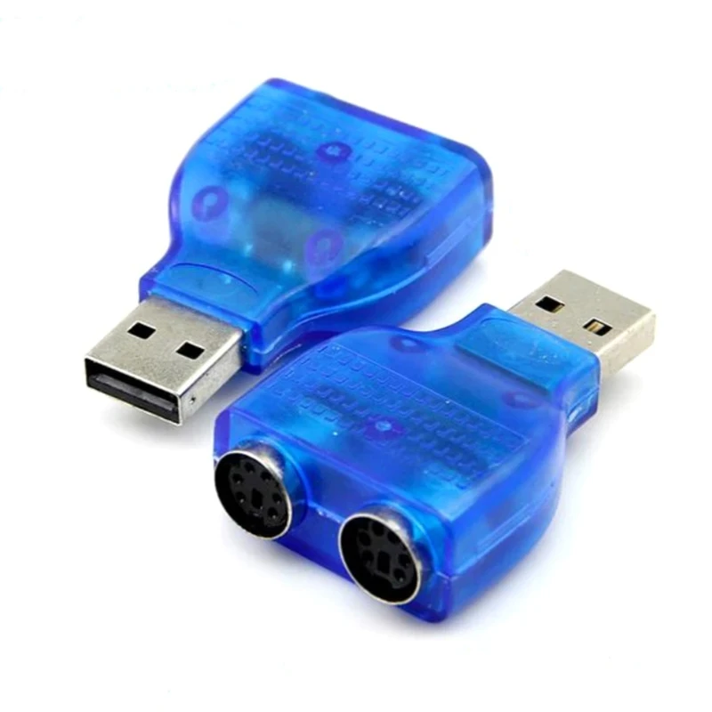 Hot Sale PS/2 Dual PS/2 Mini Din 6Pin 2.0 Laptop USB Male Converter Adapter