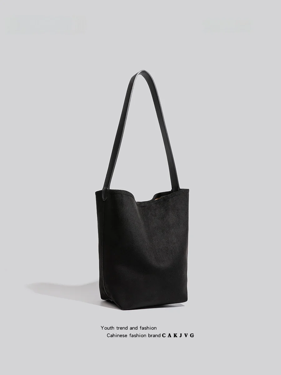 

CAKJVG Оригинальная новая высококачественная замшевая сумка-ведро 2025 года, универсальная модная сумка через плечо для молодежи, повседневная, однотонная