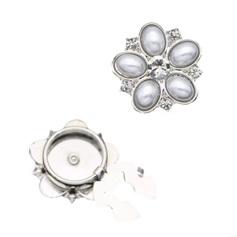

L5YC Rhinestones Flower Button Cover Button Decoration Cuff Button For Dresses Shirt