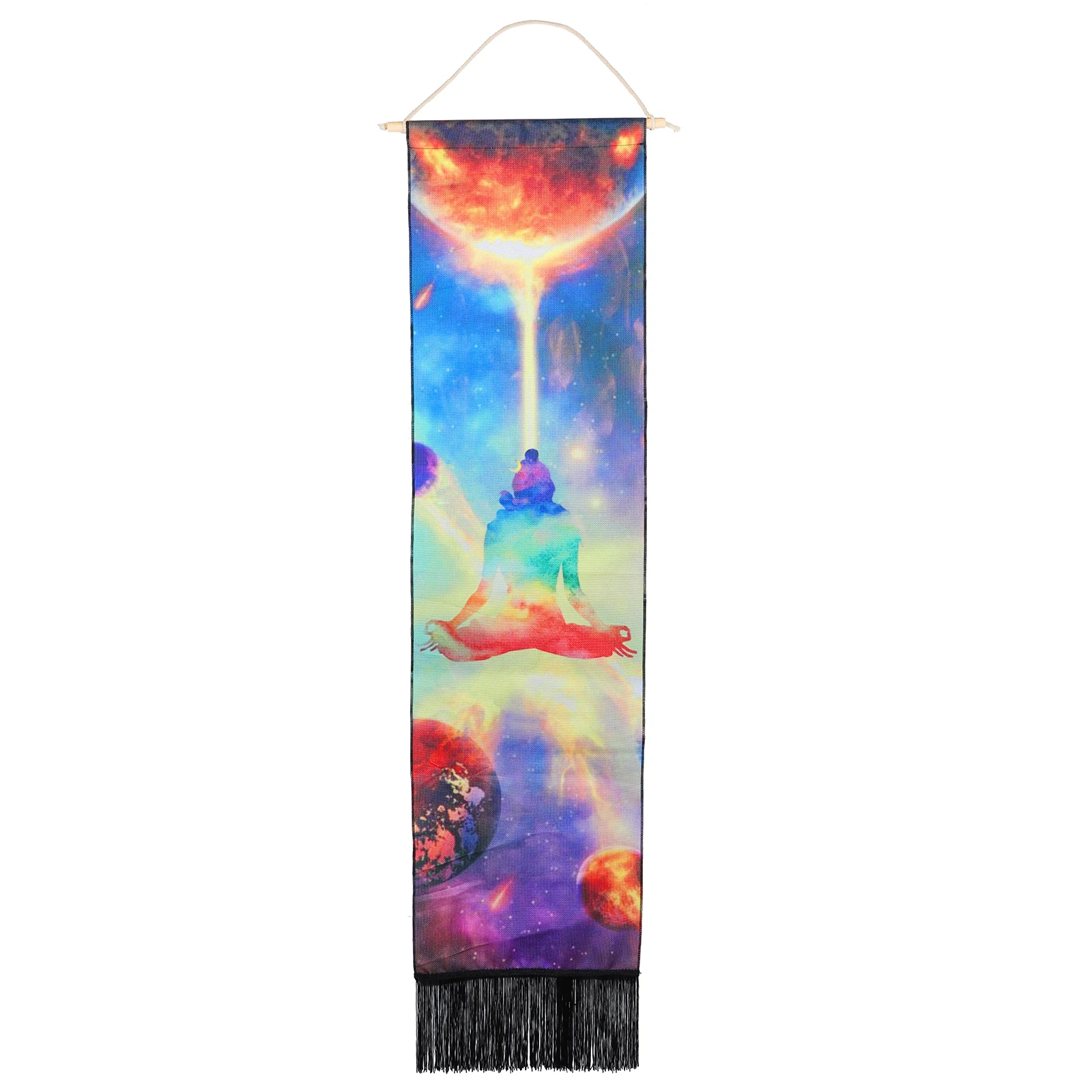 Printed 7 Chakra Eclipse Tapestry Macrame Wall Hanging Tapestries For Home Decor Wall Art 159cm-169cm