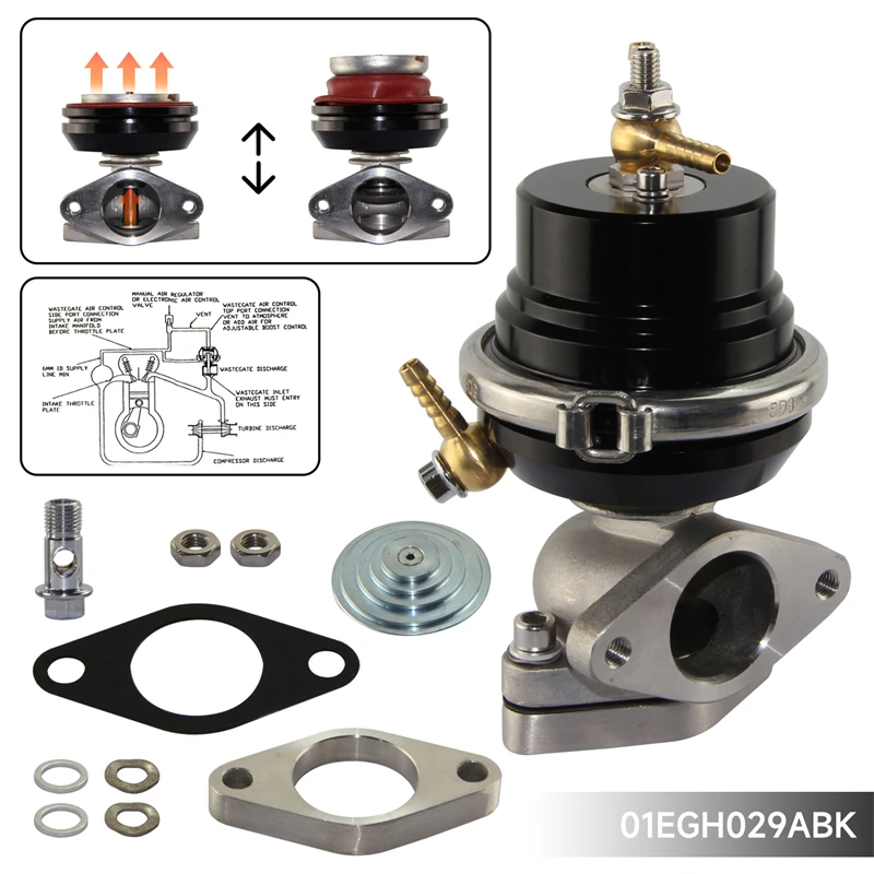 

Универсальный алюминиевый 35 мм/38 мм регулируемый турбонаддувный коллектор зарядного устройства 8 фунтов на квадратный дюйм внешний комплект перепускных клапанов SS304 из нержавеющей стали