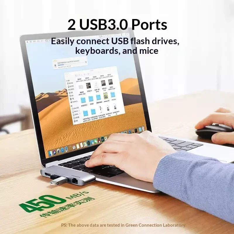 UGREEN CM458 20490 USB C Hub Direct Plug HDMI Gigabit Ethernet Docking Station Multiport Adapter for Laptop Computer Monitor. view 3
