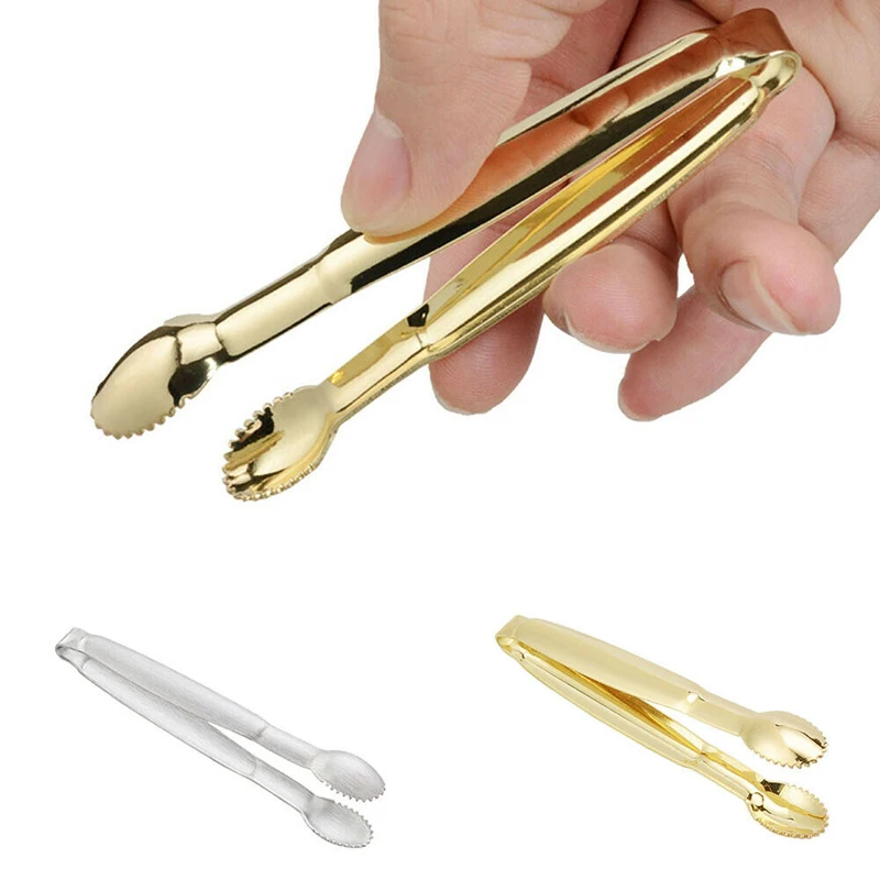 Pinzas de Acero Inoxidable Antideslizantes para Café y Azúcar, con Forma de Palma, para Alimentos y Pasteles, Utensilios de Cocina, Bar, Buffet, Herramientas Doradas