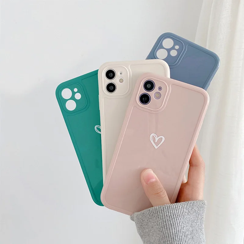 60PCS Soft Love Heart Phone Case, Shockproof Bumper Silicone Cover, iPhone 11, 12, 13, 14 Pro Max, XS Max, X, XR, 7, 8 Plus, SE