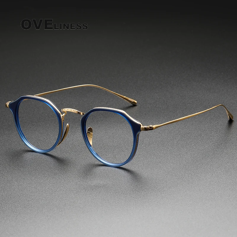 Acetate Titanium Glasses Frame Men 2024 Vintage Oversize Pilot New Vintage Retro Eyeglasses frames Women Spectacles full Eyewear