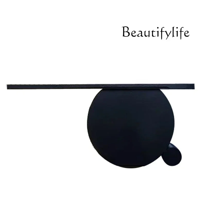 

S Entrance table retro style case modern simple black oak entrance table Italian minimalist view table