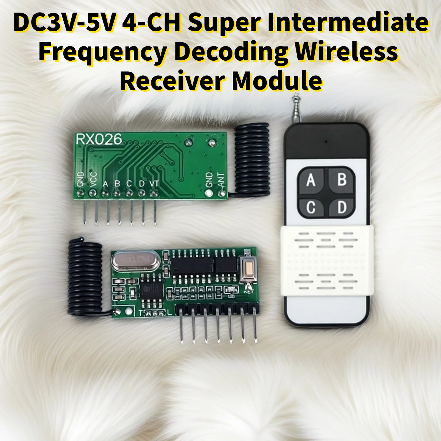 

Low-Voltage 433MHz Wireless Receiving Module 4 Channels Learning Type High-Level Signal Output Remote Control Switch DC3V-5V