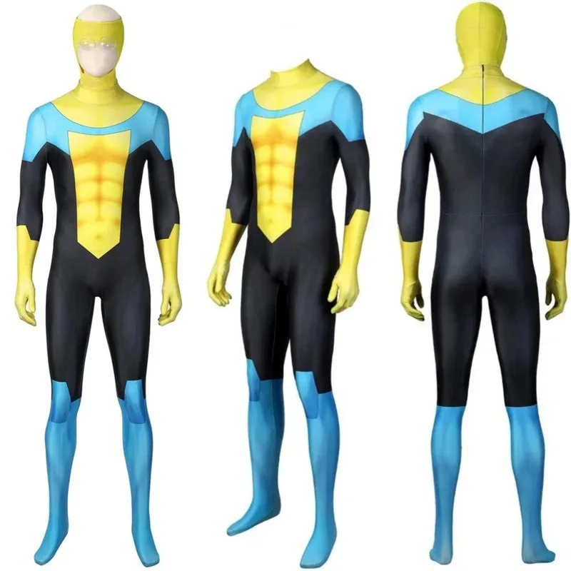 無敵のコスプレ衣装成人男性 3D プリント弾性マーク全身タイツスーツマスク衣装フルセットカスタムメイド ft1/