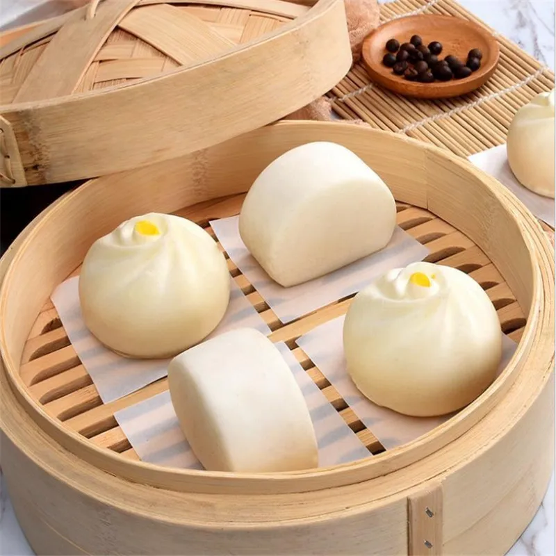 

500Pcs White Square Wholesale Steamed Bun Mantou Dumplings Papers Non-stick Snack Bread Cake Steamer Oil Pads