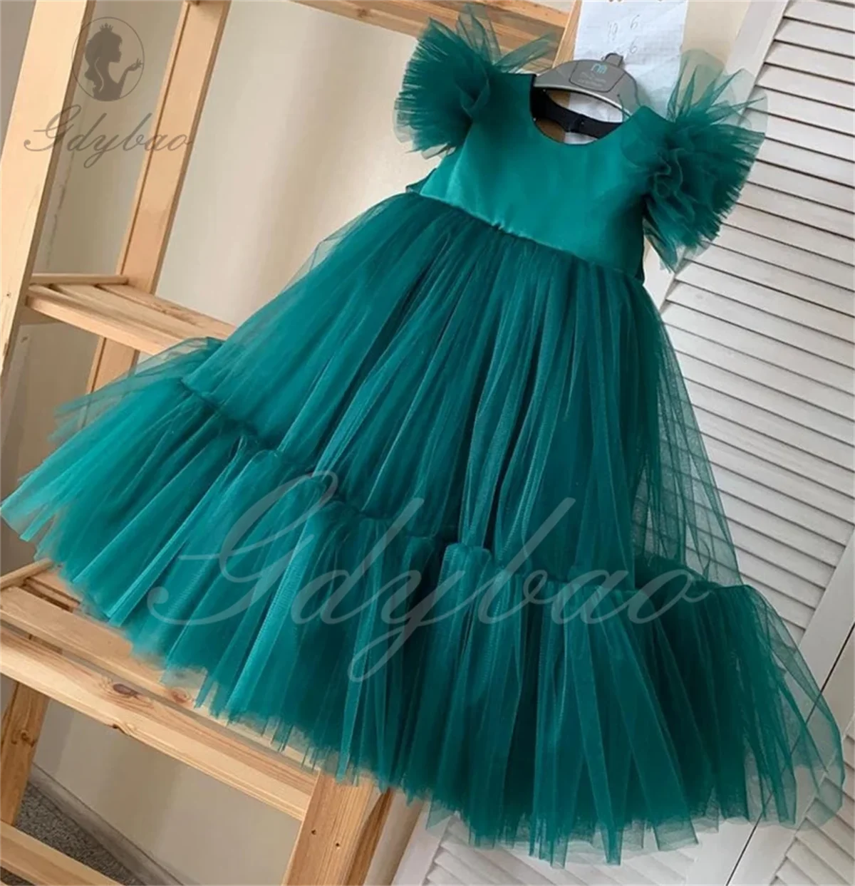 

Tulle Flower Girl Dress For Wedding Lace Puffy Ruffles Appliques Cute Kids Birthday Ball Gowns First Communion Dres