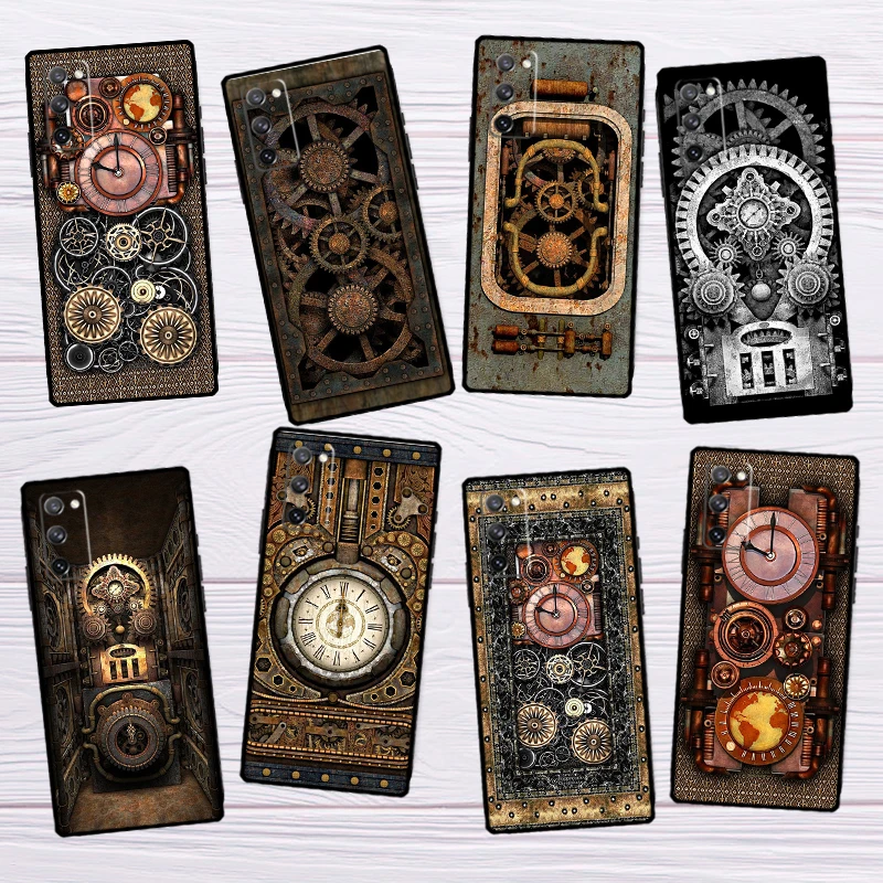 Steampunk Gears Vintage Time Machine Case For Samsung Galaxy S23 S21 FE S22 Ultra Note 20 Ultra S8 S9 S10 Plus S20 FE Back Cover