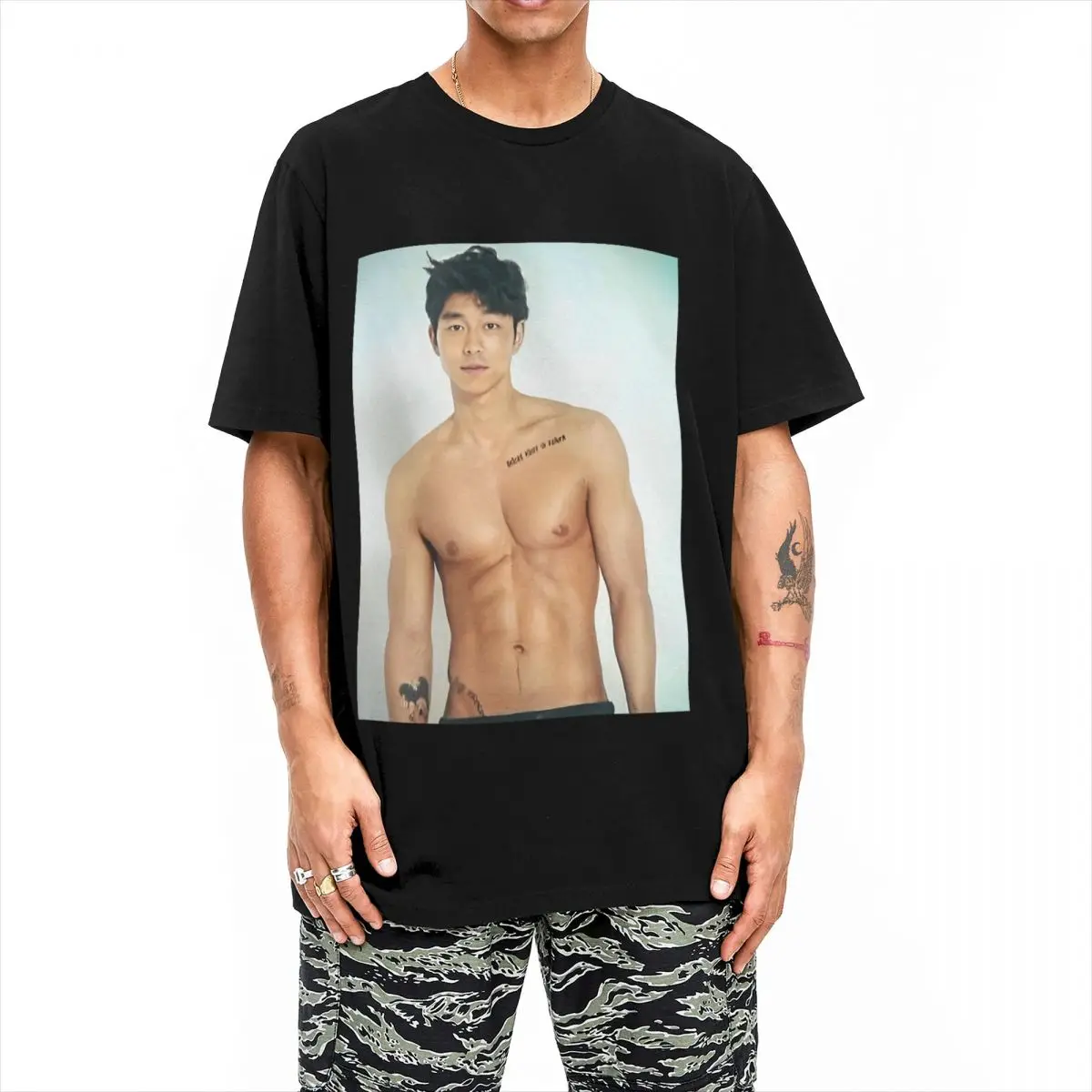 Men's Gong Yoo T Shirts Cotton Clothing Beach Awesome Short Sleeve T-Shirt O Neck Hip Hop Pattern Tshirt Plus Size 5XL 6XL