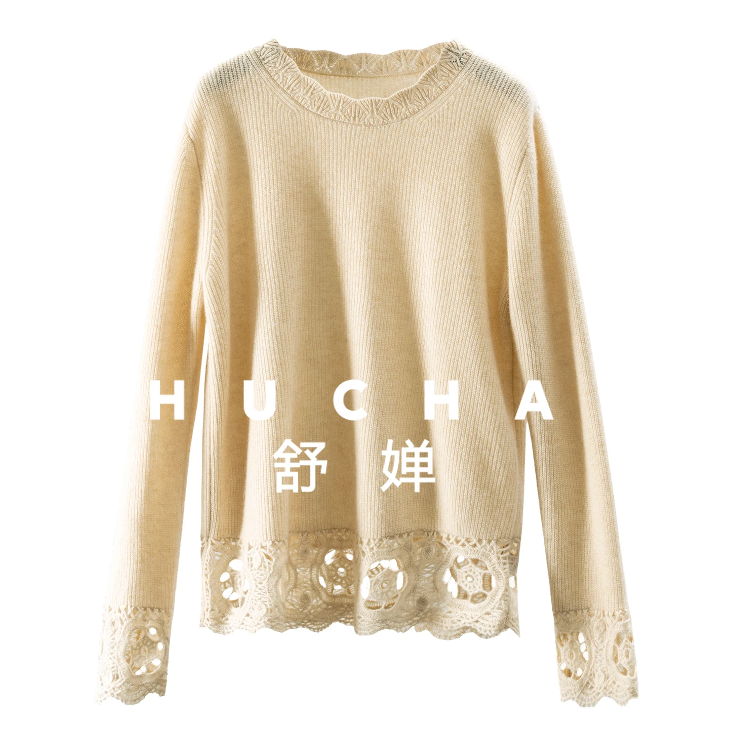 

Fashionable and Exquisite 100 Cashmere Lace Round Neck Hollow Crochet Sweater Women 98E2 Sueter Mujer Invierno