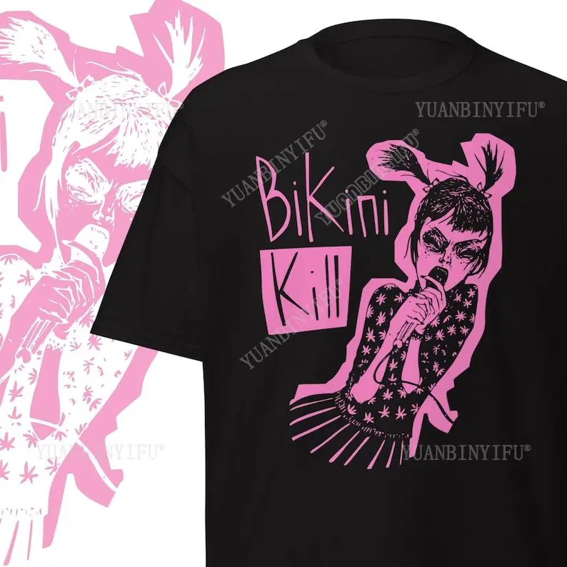 Bikini Kill T-Shirt Fashion, Gothic Death New Metal Band, Short Sleeve cotton Vintage round neck Streetwear Tees Short Sleeve