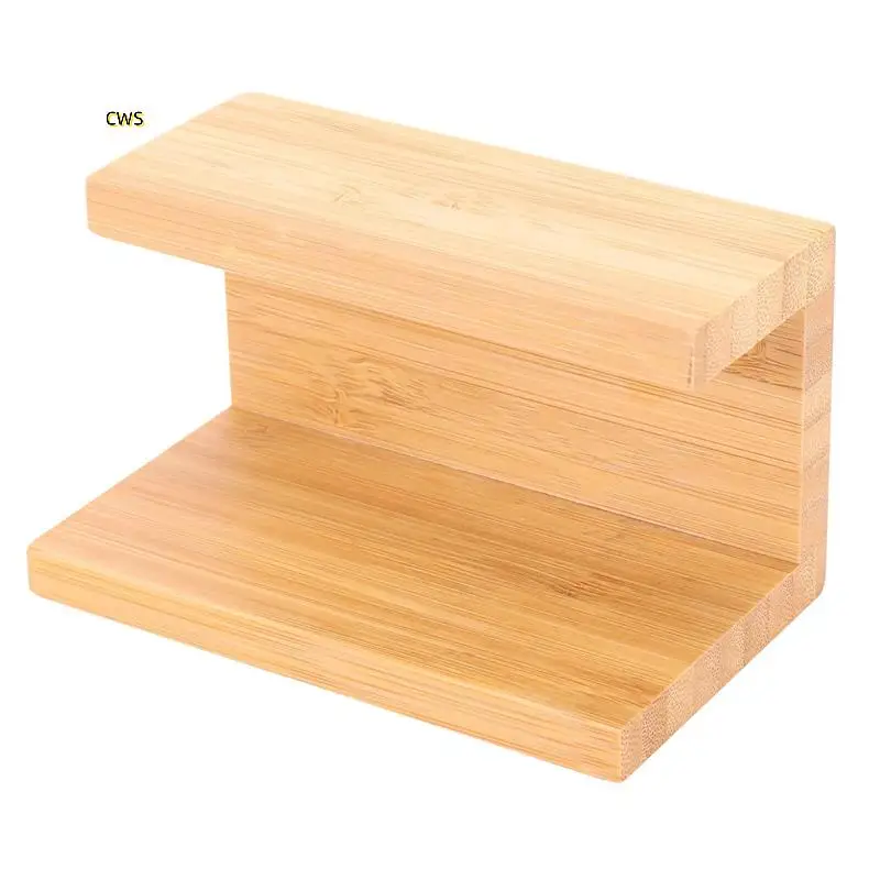 5X 竹木材デスクトップ名刺ホルダーデスク用頑丈な名刺ディスプレイスタンドオフィス用男性女性