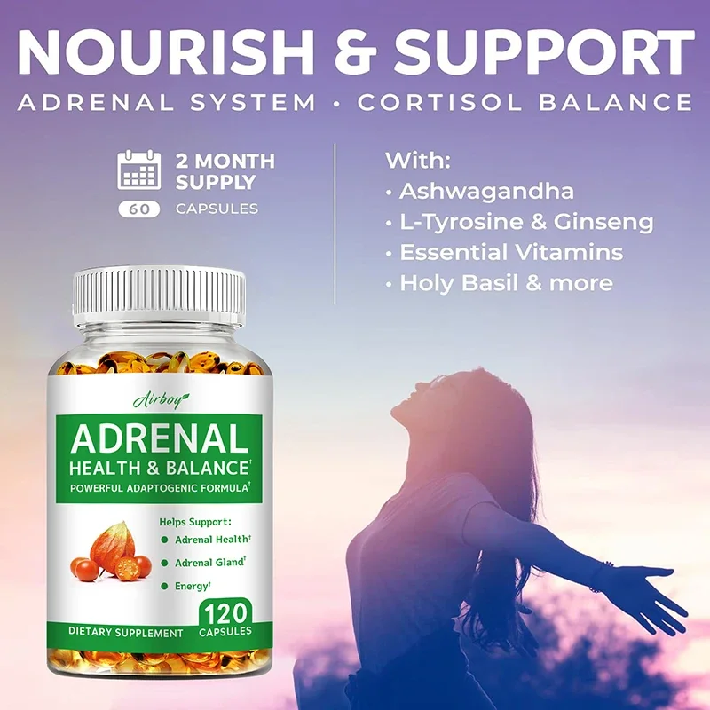 Adrenal Support Supplement – Releases Adrenal Fatigue, Cortisol Manager, Relaxes Stress and Anxiety, and Boosts Mood