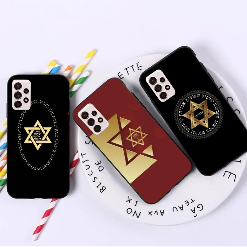 David Jewish Star Phone Case for Samsung A91 A81 A73 A72 A71 A30S A20 A12 A13 A52 A53 4G 5G Black Soft Phone Cover