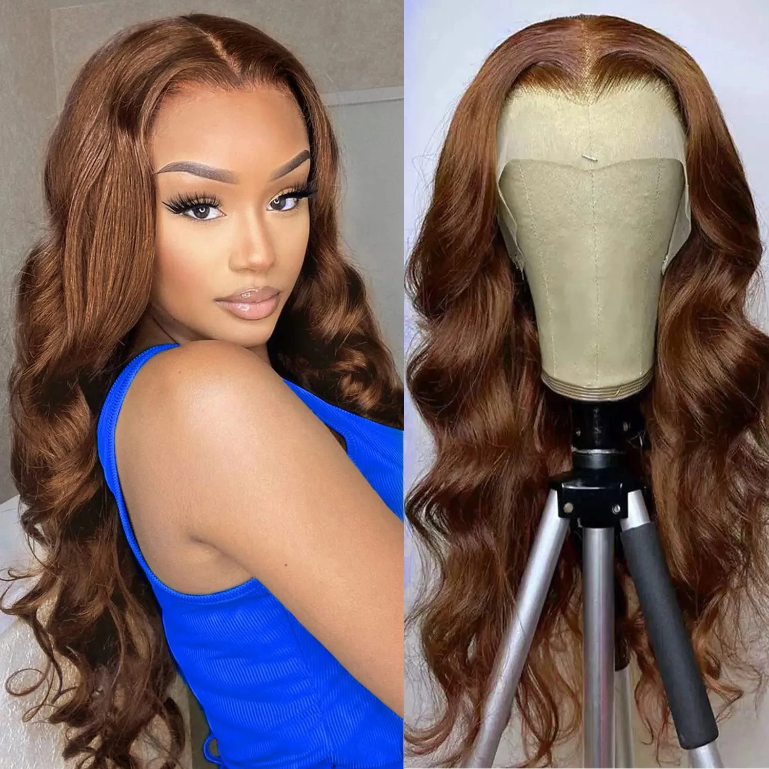 Sleek Chocolate Brown Color 4# Brazilan Body Wave Lace Frontal 13x5 Human Hair Wigs HD Lace Transparent Wig Natural Glueless