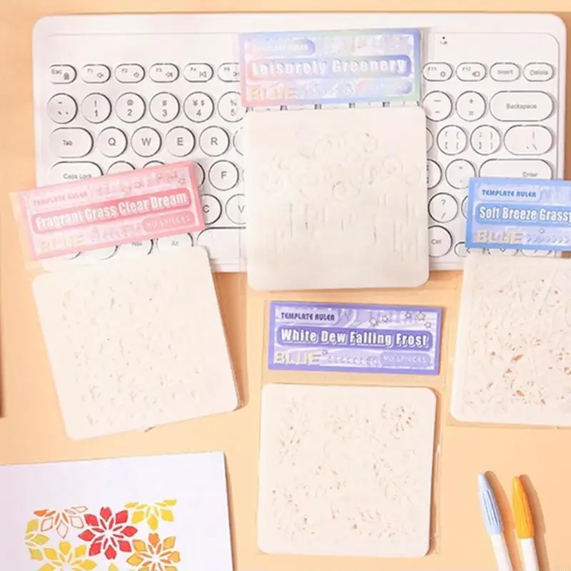 6 шт. трафареты с цветами для живописи, трафареты для журналов, декоративный шаблон с цветами