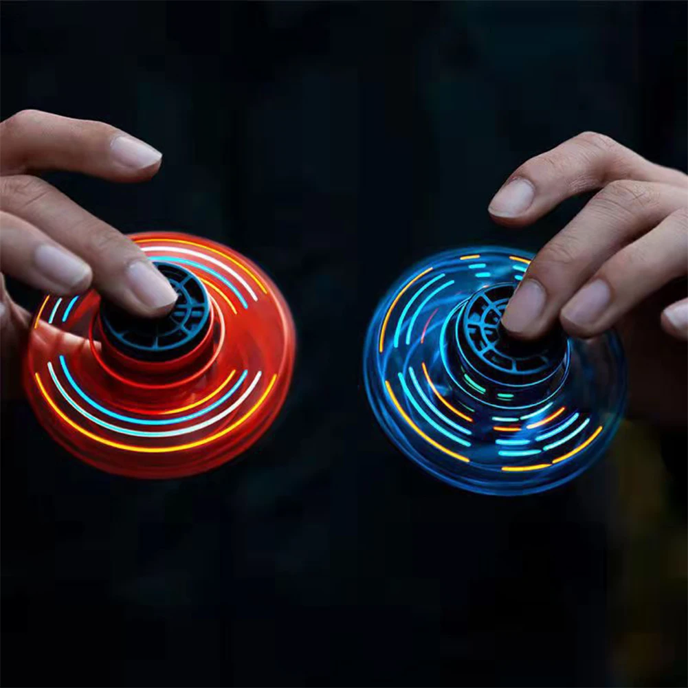 1-3PCS Flying Fingertip Spinners Mini Hand Operate 360° Rotating Flying Gyro LED Lights for Kids Birthday Party Glowing Toy Gift