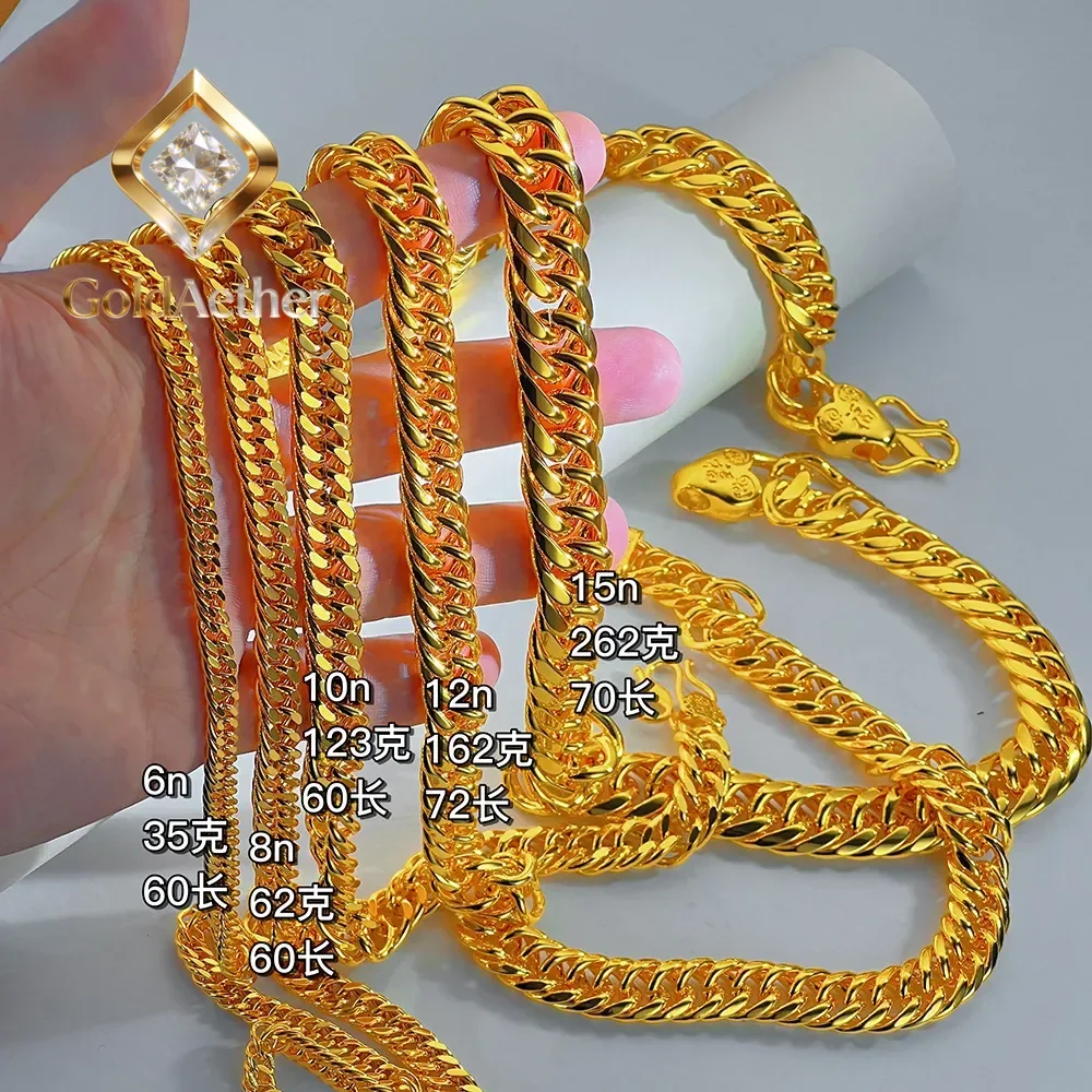 

Мужское ожерелье GoldAether из чистого золота 9999 пробы, 24K, настоящее золото, массивное, с застежкой «Фу», ожерелье «Босс», массивные цепи, ювелирные изделия, цепь-«хлыст»