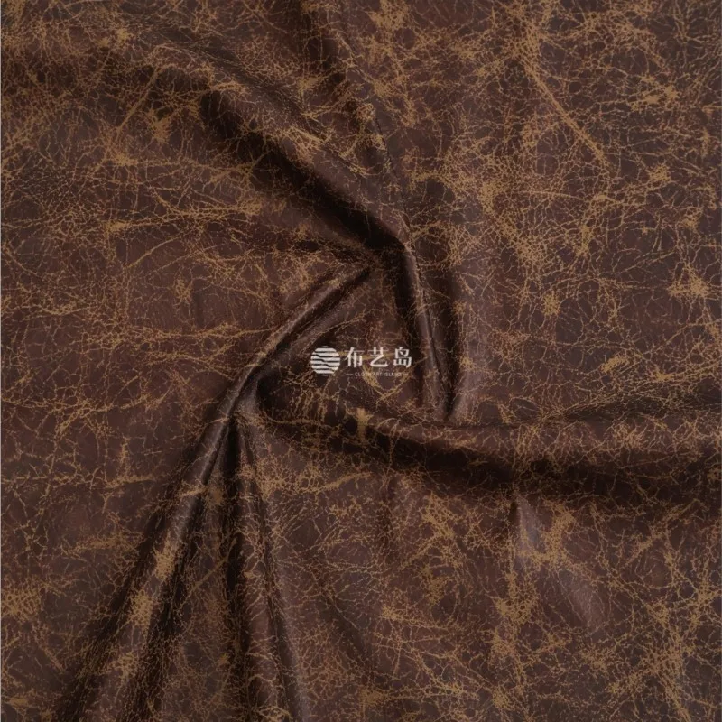 Drape brown cracked marble printed leather fabric for windbreaker