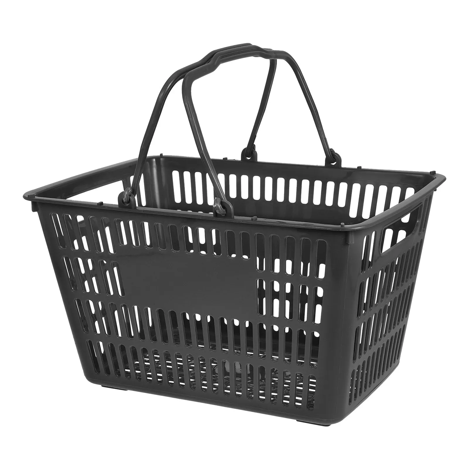プラスチック製収納バスケット-キッチン調味料オーガナイザー-グレー-ダブルハンドル-ポータブル-バスルーム-トイレタリー-ショッピング-ハンドヘルドバスケット