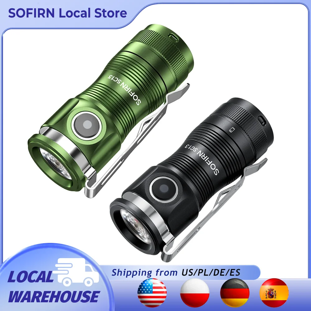 Sofirn Mini SC13 SST40 LED 1300lm Tactical 18350 Rechargeable Flashlight 6000K Keychain Emergency Torch Led Light with Magnetic