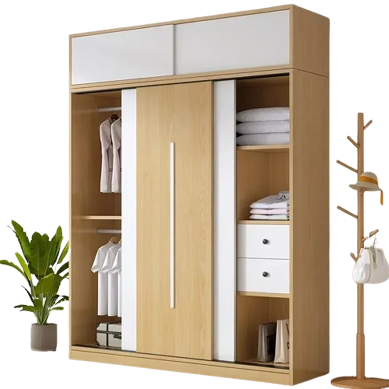 Aesthetic Wood Drawer Wardrobe Clothes Sliding Doors Full Size Bedroom Wardrobe Storage Cabinetss Home Furniture