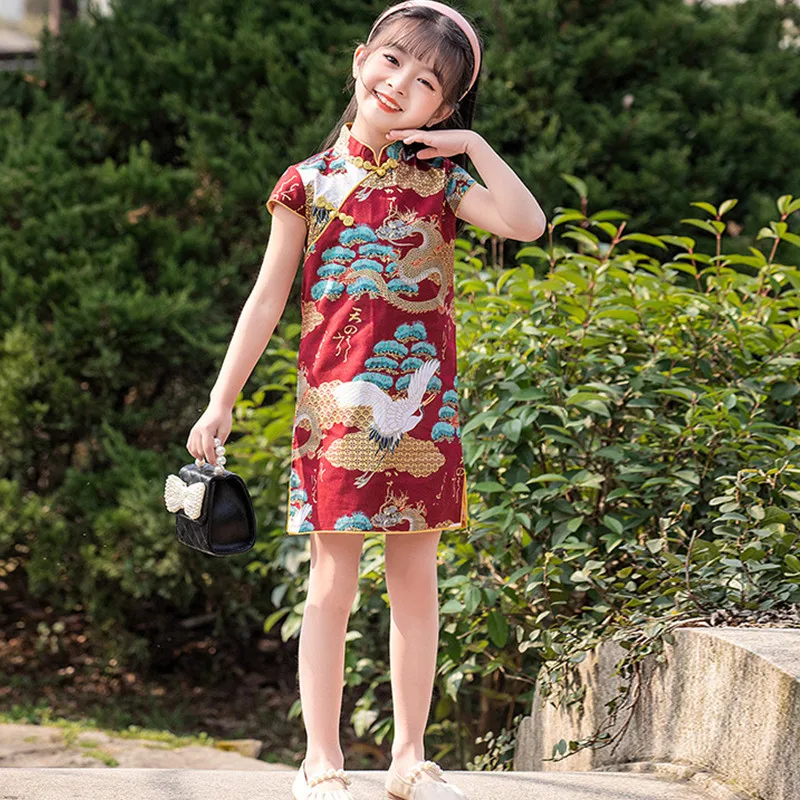 Fashion Girls Dress Casual Children's Cheongsam Chinese Style Vestidos Summer Baby Clothes Traditional Dresses Kids Modern Qipao