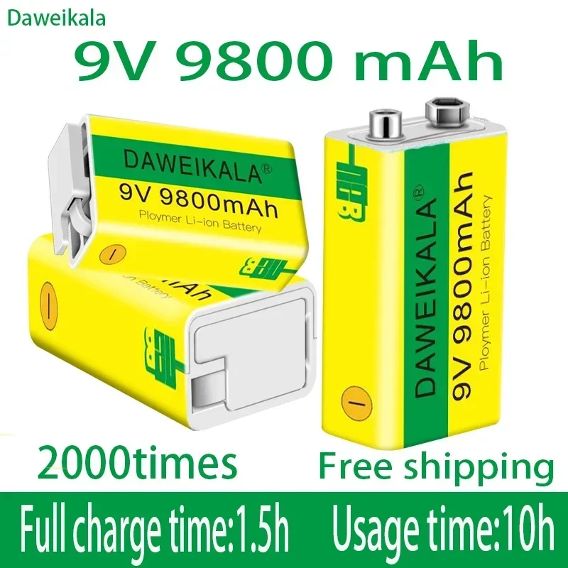 2023 9V 9800mAh li-ion Rechargeable battery Micro USB Batteries 9 v lithium for Multimeter Microphone Toy Remote Control KTV use