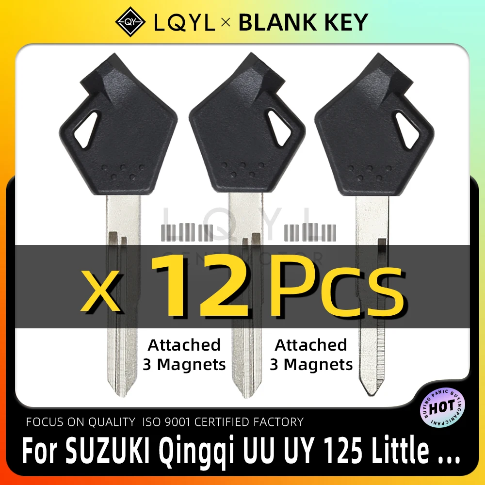 

LQYL 12 Pcs New Blank Key Motorcycle Replace Uncut Keys For SUZUKI Qingqi UU UY 125 Little Dolphin motorcycle key embryo