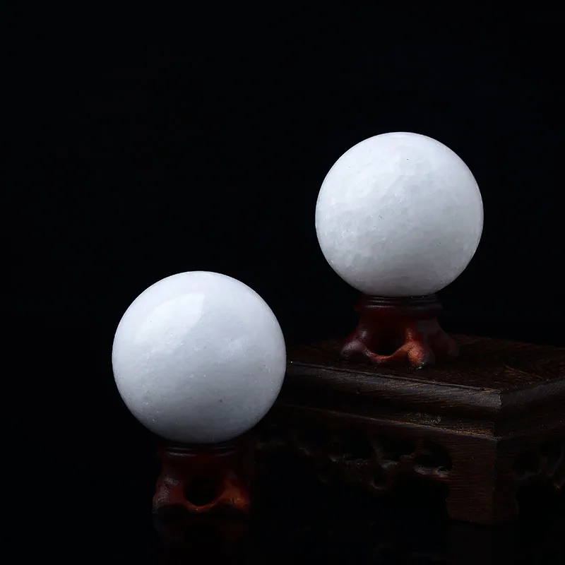 50-60mm Natural White Marble Stone Ball Polished Globe Massaging Ball Reiki Healing Stone Home Decor Exquisite Souvenirs Gifts