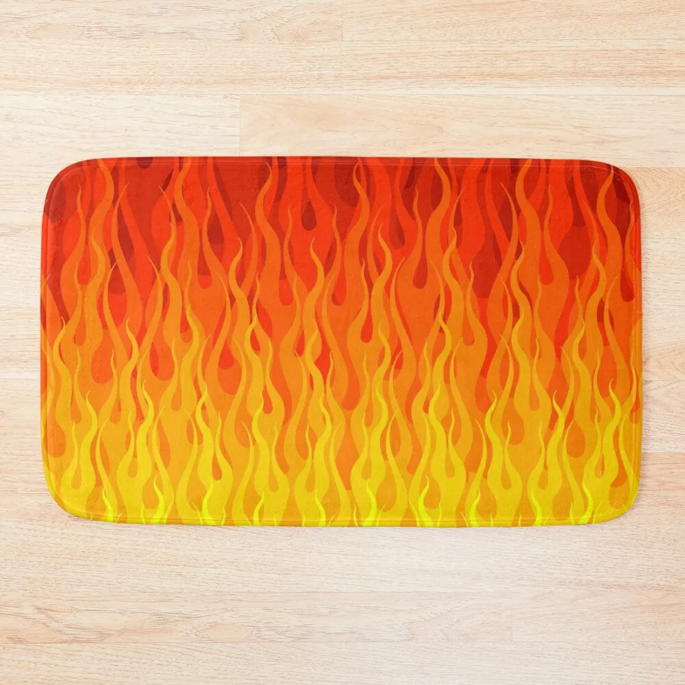 

Red Orange Yellow Burning Flames and Fire Bath Mat Rooms Bathtub Carpet Mat