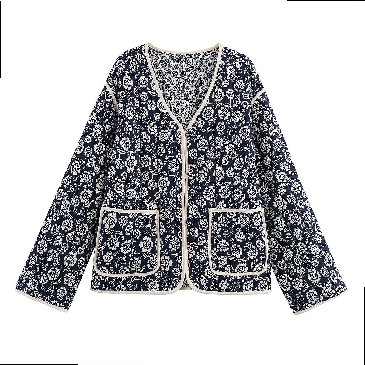 Double-Sided Printed Quilted Coat Jacket Winter Spring Summer Women Outerwear Puffer Coats